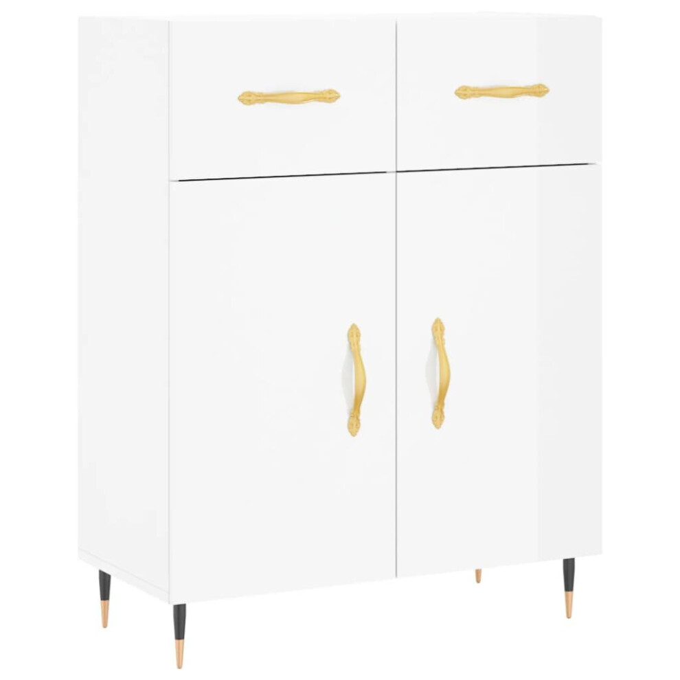 Vidaxl (High Gloss ) Sideboard Storage Side Cabinet Cupboard Smoked Oak Engineered Wood White