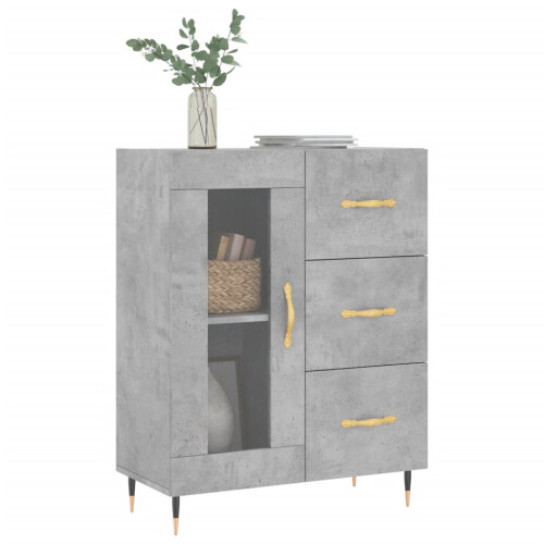 VidaXL (concrete grey) vidaXL Sideboard Storage Cabinet Cupboard High Gloss White Engineered Wood 2
