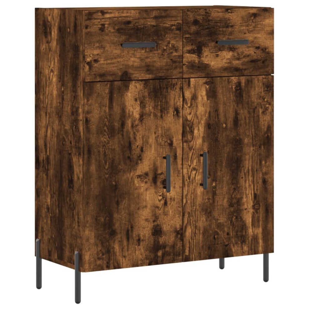 Vidaxl (Smoked Oak) Sideboard Storage Cabinet Side Cabinet Cupboard Engineered Wood White