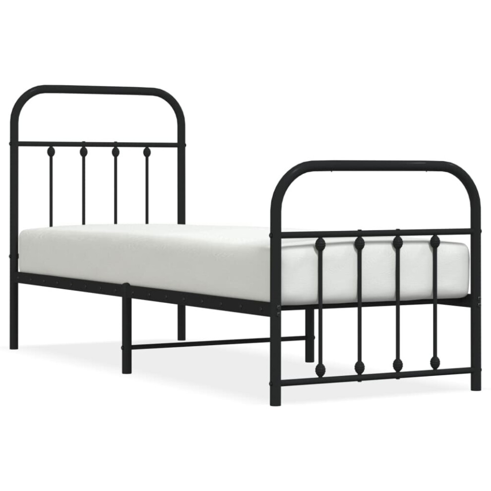 (black, 75 x 190 cm/with headboard & footboard) vidaXL Metal Bed Frame Bed Base with Headboard and Footboard White 183x213 cm