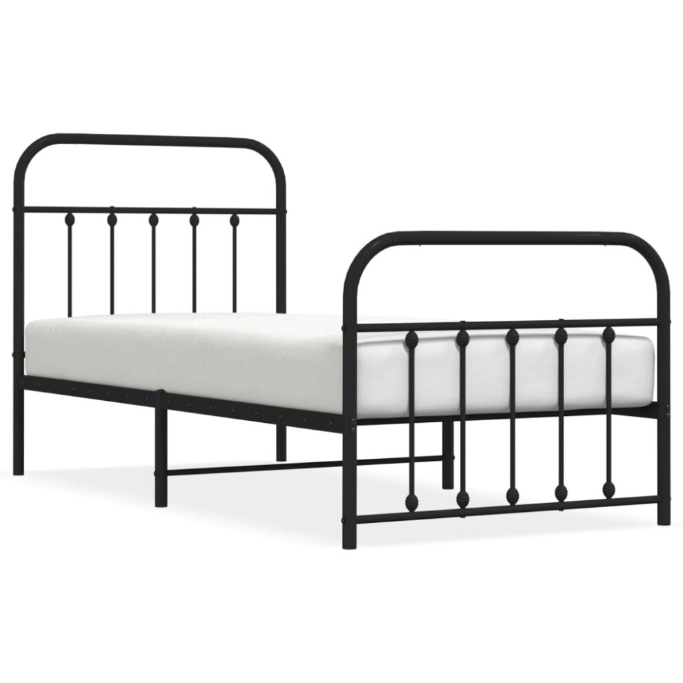 (black, 90 x 200 cm/with headboard & footboard) vidaXL Metal Bed Frame Bed Base with Headboard and Footboard White 183x213 cm