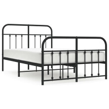 (black, 120 x 190 cm/with headboard & footboard) vidaXL Metal Bed Frame Bedroom Bed Base Bedstead Metal Matress Foundation