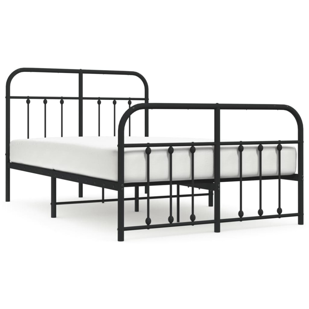 Vidaxl (Black, 120 X 190 Cm/With Headboard & Footboard) Metal Bed Frame Bedroom Bed Base Bedstead Metal Matress Foundation