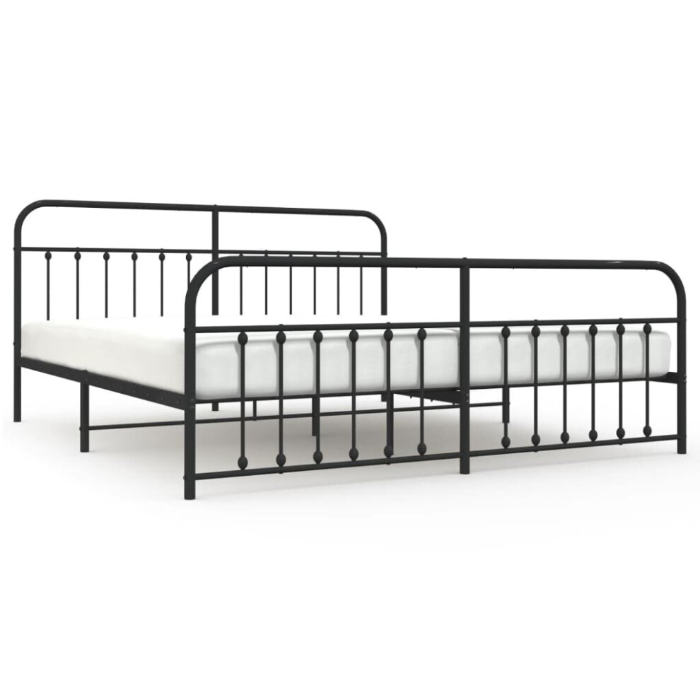 (black, 200 x 200 cm/with headboard & footboard) vidaXL Metal Bed Frame Bed Base with Headboard and Footboard White 183x213 cm