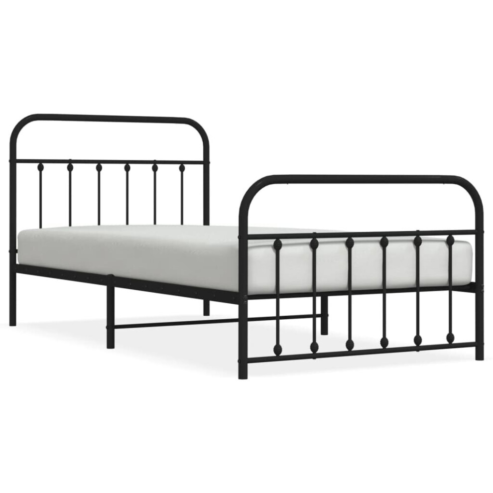 (black, 100 x 200 cm/with headboard & footboard) vidaXL Metal Bed Frame Bed Base with Headboard and Footboard White 183x213 cm