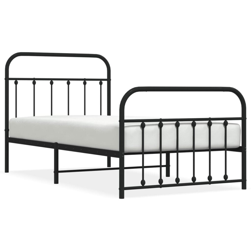 (black, 100 x 190 cm/with headboard & footboard) vidaXL Metal Bed Frame Bed Base with Headboard and Footboard White 183x213 cm