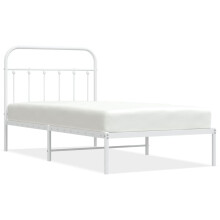 (white, 100 x 190 cm/with headboard) vidaXL Metal Bed Frame Bedroom Bed Base Bedstead Metal Matress Foundation