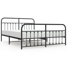 (black, 183 x 213 cm/with headboard & footboard) vidaXL Metal Bed Frame Bedroom Bed Base Bedstead Metal Matress Foundation
