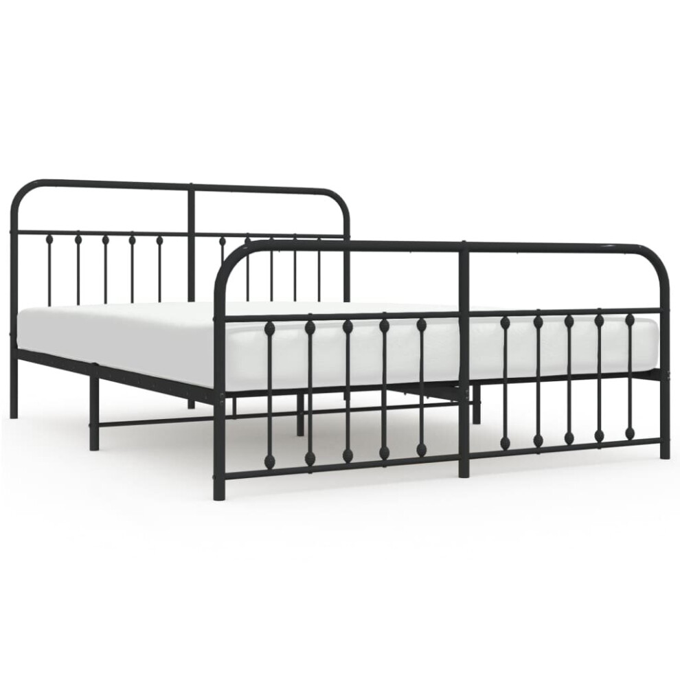 Vidaxl (Black, 183 X 213 Cm/With Headboard & Footboard) Metal Bed Frame Bedroom Bed Base Bedstead Metal Matress Foundation