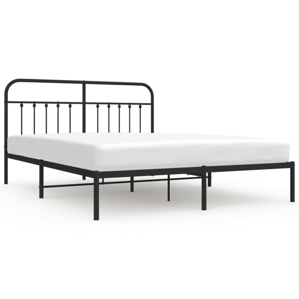 (black, 183 x 213 cm/with headboard) vidaXL Metal Bed Frame Bed Base with Headboard and Footboard White 183x213 cm