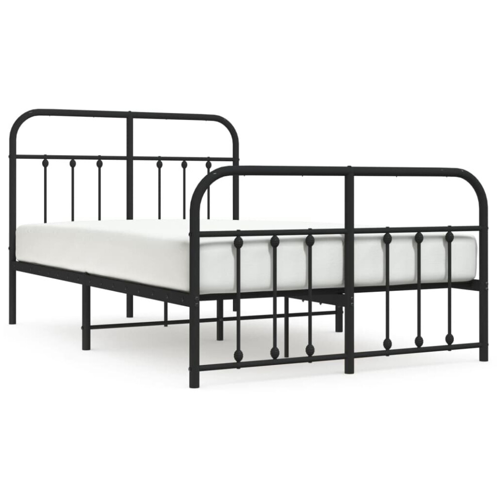 Vidaxl (Black, 120 X 200 Cm/With Headboard & Footboard) Metal Bed Frame Bedroom Bed Base Bedstead Metal Matress Foundation