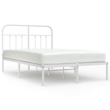 (white, 120 x 190 cm/with headboard) vidaXL Metal Bed Frame Bedroom Bed Base Bedstead Metal Matress Foundation