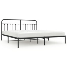 (black, 193 x 203 cm/with headboard) vidaXL Metal Bed Frame Bedroom Bed Base Bedstead Metal Matress Foundation