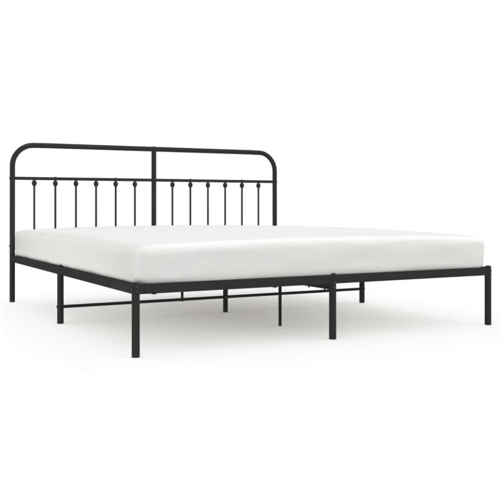 Vidaxl (Black, 193 X 203 Cm/With Headboard) Metal Bed Frame Bedroom Bed Base Bedstead Metal Matress Foundation