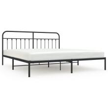 (black, 200 x 200 cm/with headboard) vidaXL Metal Bed Frame Bedroom Bed Base Bedstead Metal Matress Foundation
