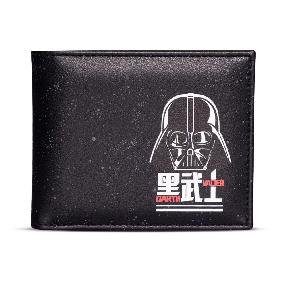 Darth Vadar With All-over Galaxy Print Bi-fold Wallet, Male, Black (MW335827STW)