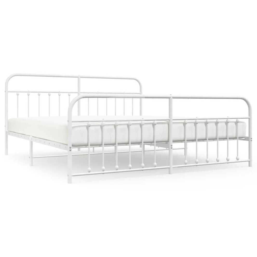 (white, 200 x 200 cm/with headboard & footboard) vidaXL Metal Bed Frame Bed Base with Headboard and Footboard White 183x213 cm