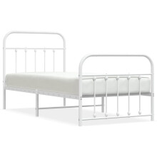 (white, 90 x 200 cm/with headboard & footboard) vidaXL Metal Bed Frame Bedroom Bed Base Bedstead Metal Matress Foundation