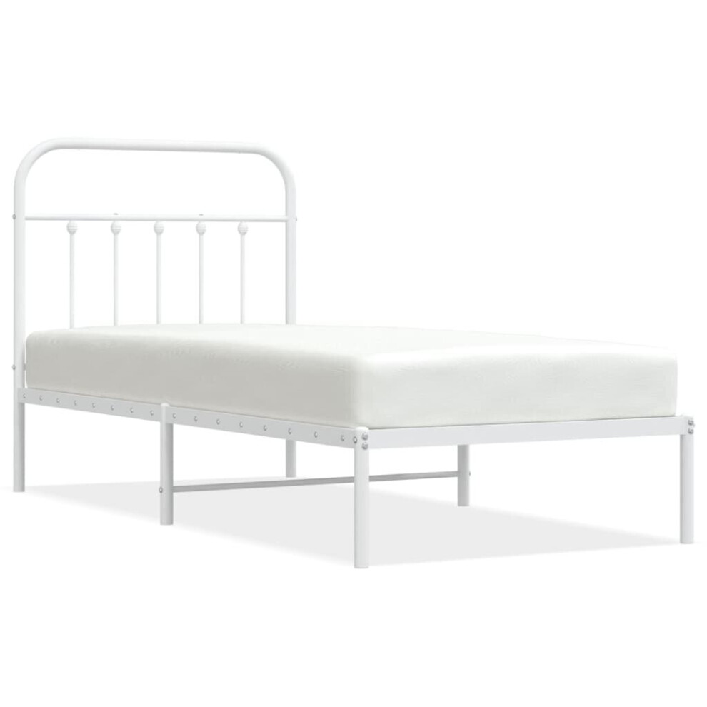 (white, 90 x 200 cm/with headboard) vidaXL Metal Bed Frame Bed Base with Headboard and Footboard White 183x213 cm