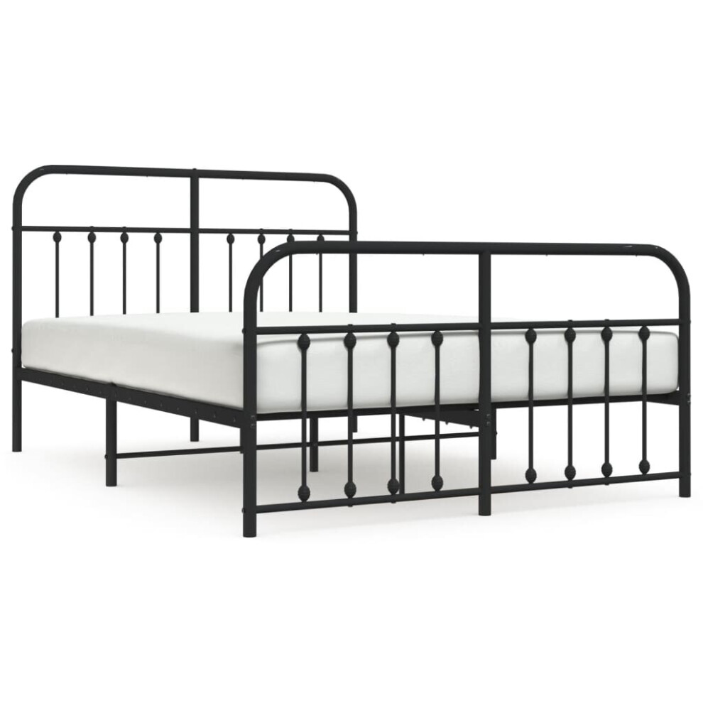 Vidaxl (Black, 140 X 200 Cm/With Headboard & Footboard) Metal Bed Frame Bedroom Bed Base Bedstead Metal Matress Foundation