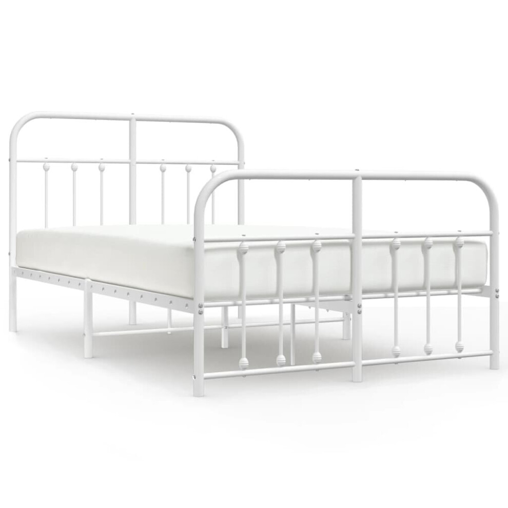 (white, 120 x 190 cm/with headboard & footboard) vidaXL Metal Bed Frame Bed Base with Headboard and Footboard White 183x213 cm