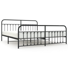 (black, 193 x 203 cm/with headboard & footboard) vidaXL Metal Bed Frame Bedroom Bed Base Bedstead Metal Matress Foundation