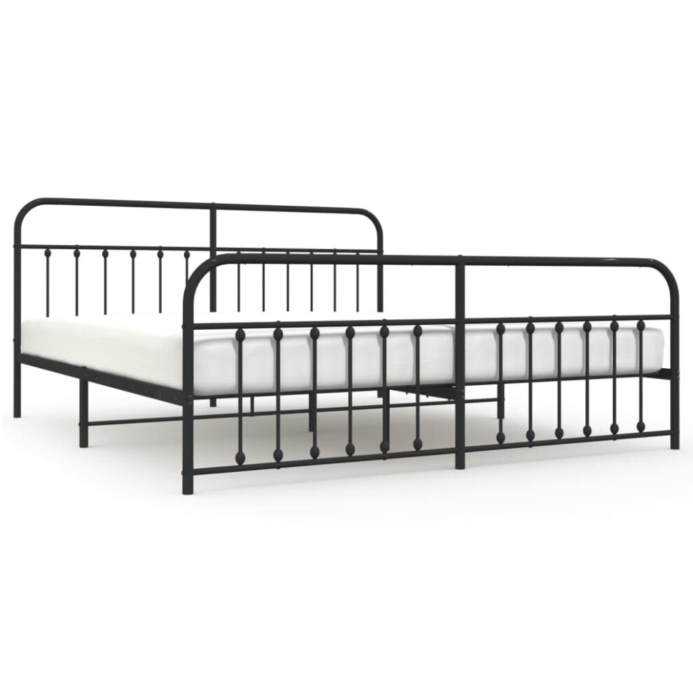 Vidaxl (Black, 193 X 203 Cm/With Headboard & Footboard) Metal Bed Frame Bedroom Bed Base Bedstead Metal Matress Foundation