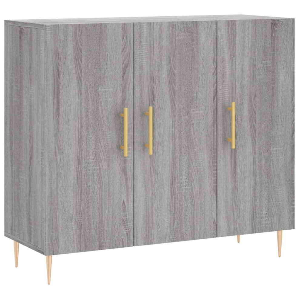 Vidaxl Sideboard Grey Sonoma 90x34x80 cm Engineered Wood Storage Cabinet - Image 2