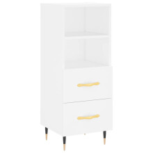 (white) vidaXL Sideboard Storage Cabinet Cupboard High Gloss White Engineered Wood