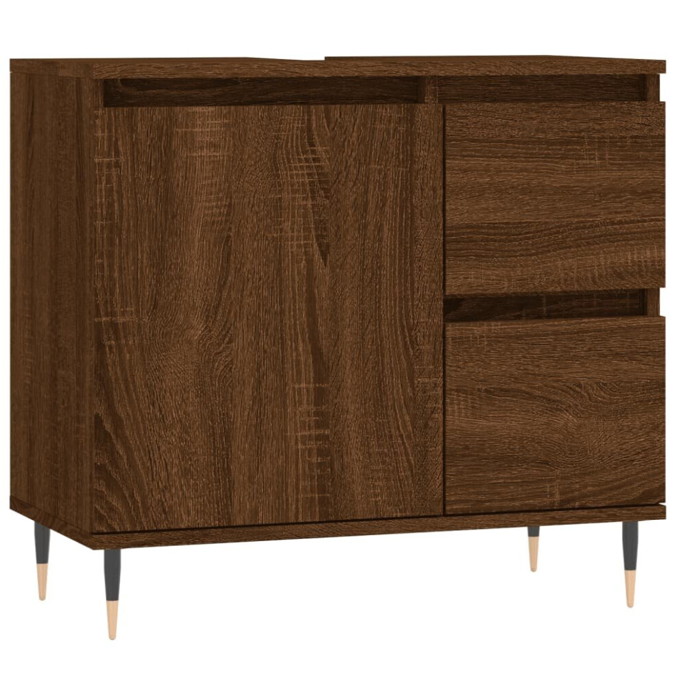 (brown oak) vidaXL Bathroom Cabinet Vanity Unit Highboard Cupboard Black Engineered Wood