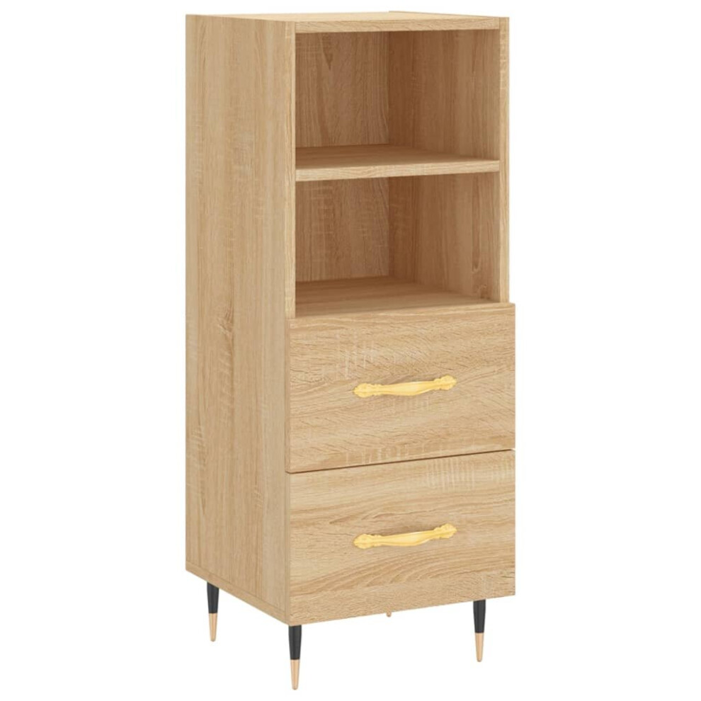 (sonoma oak) vidaXL Sideboard Storage Cabinet Cupboard High Gloss White Engineered Wood