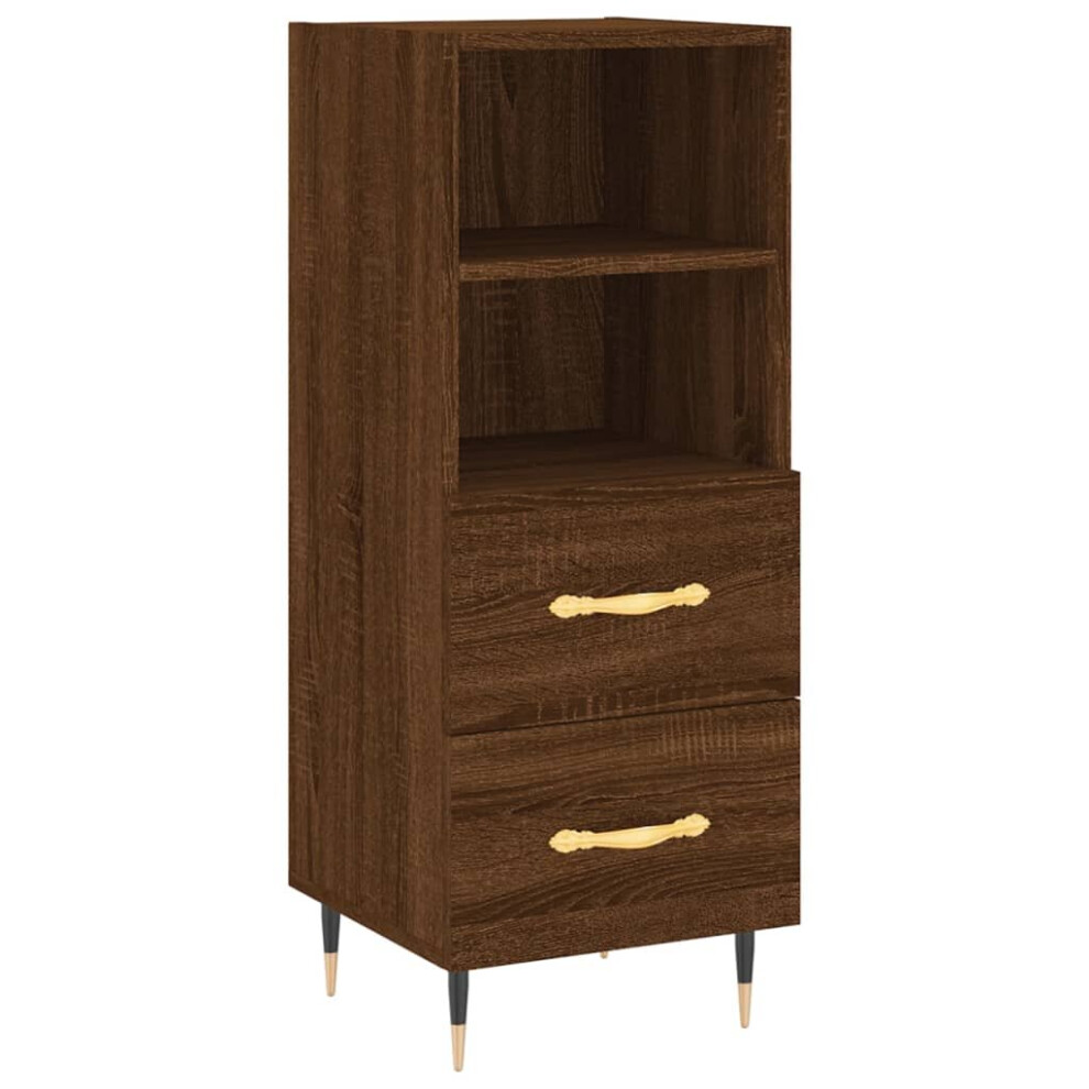 Vidaxl (Brown Oak) Sideboard Storage Cabinet Cupboard High Gloss White Engineered Wood White,Brown
