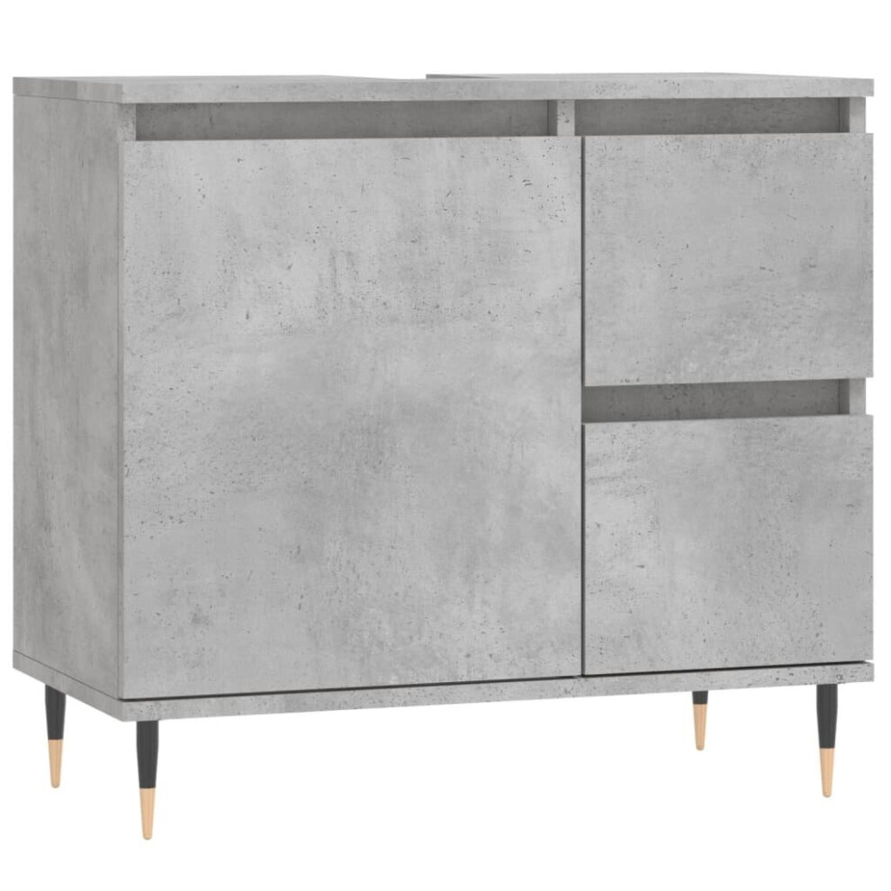 (concrete grey) vidaXL Bathroom Cabinet Vanity Unit Highboard Cupboard Black Engineered Wood