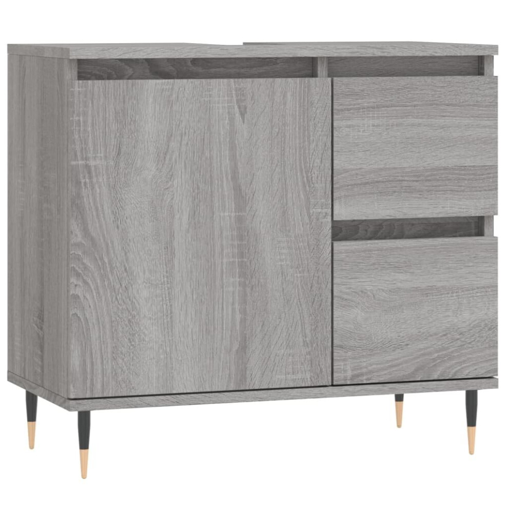 (grey sonoma) vidaXL Bathroom Cabinet Vanity Unit Highboard Cupboard Black Engineered Wood