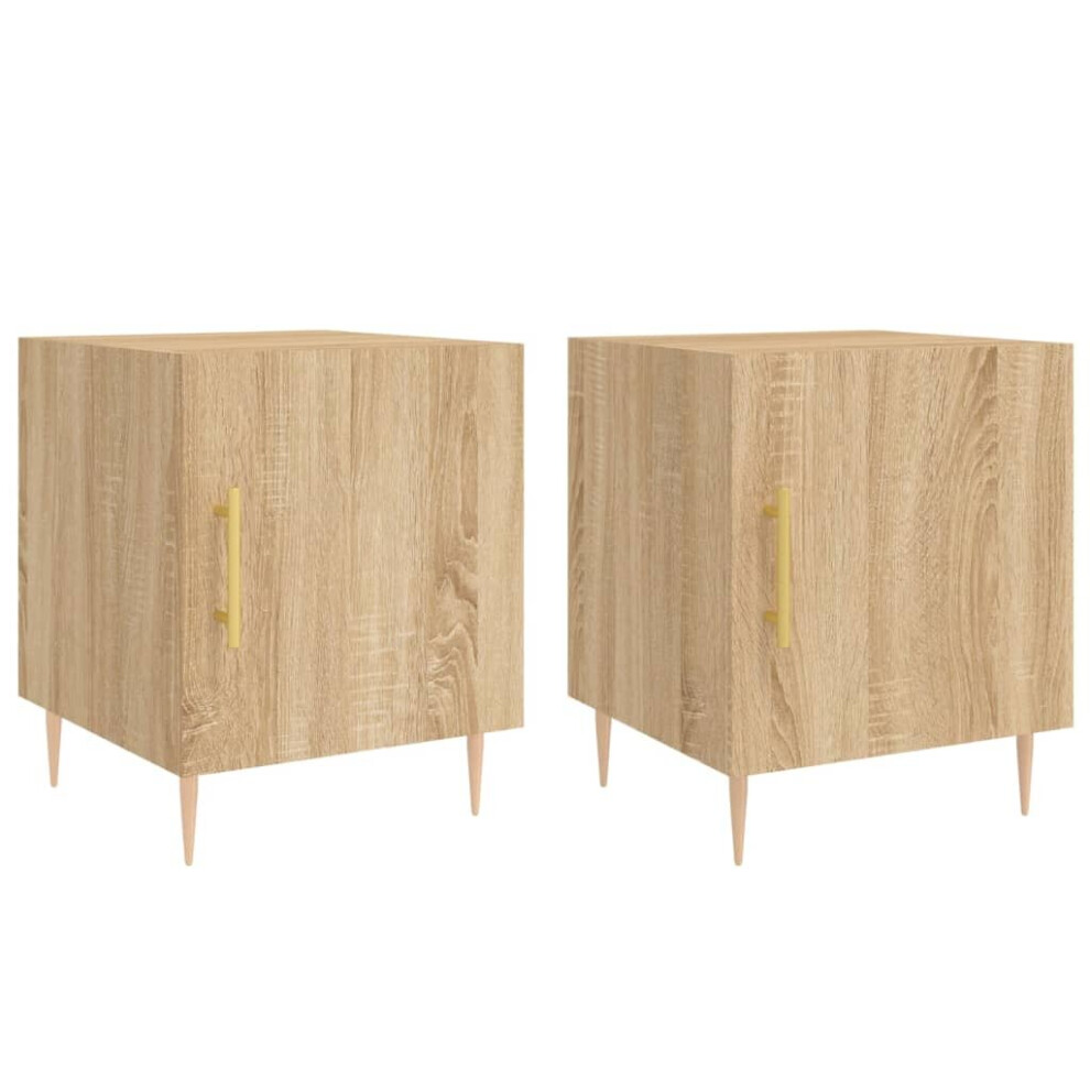 (sonoma oak, 2 pcs) vidaXL Bedside Cabinets Side Table Bedstand 2 pcs Grey Sonoma Engineered Wood