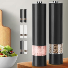2PCS Pepper Grinder Electric Salt and Pepper Grinder Set Electric Salt and Pepper Shaker Automatic Grinding Ceramic Grinding Core (Black)