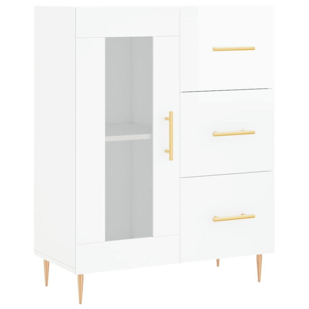 Vidaxl (High Gloss White) Sideboard Storage Cabinet Side Cabinet Concrete Grey Engineered Wood
