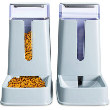 2 Pack Automatic Feeder and Water Dispenser for Small, Medium and Large Dogs, 3.8L (Gray)