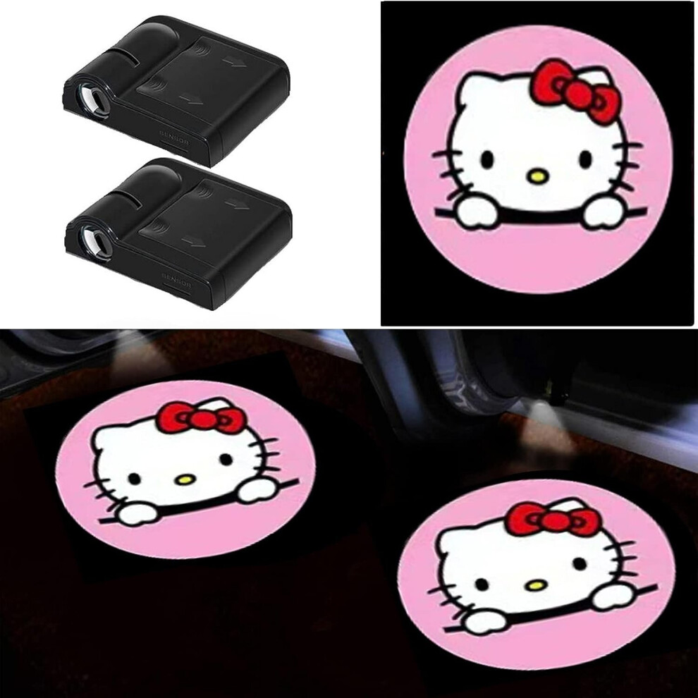 Car Door Projector Lights For Hello Kitty Universal Wireless Car Door Shadow Lights Welcome Courtesy Lights For Hello Kitty Fans Gifts 7042558959518