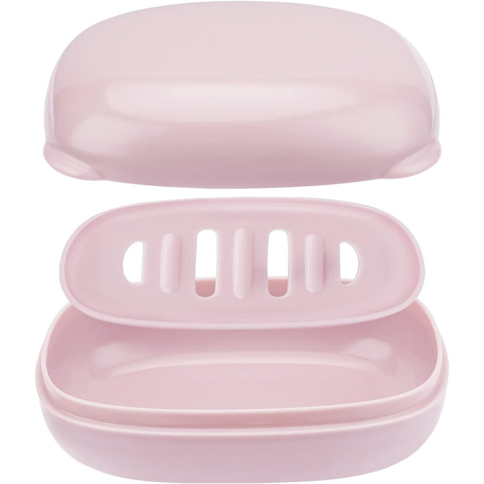 Soap Holder with Lid 1 PackTravel Soap Container with Removable Draining Layer.Soap Dish for Home, Camping, TravelFashion Soap Box (Pink)-image-OPC-PCB5WXV-NEW