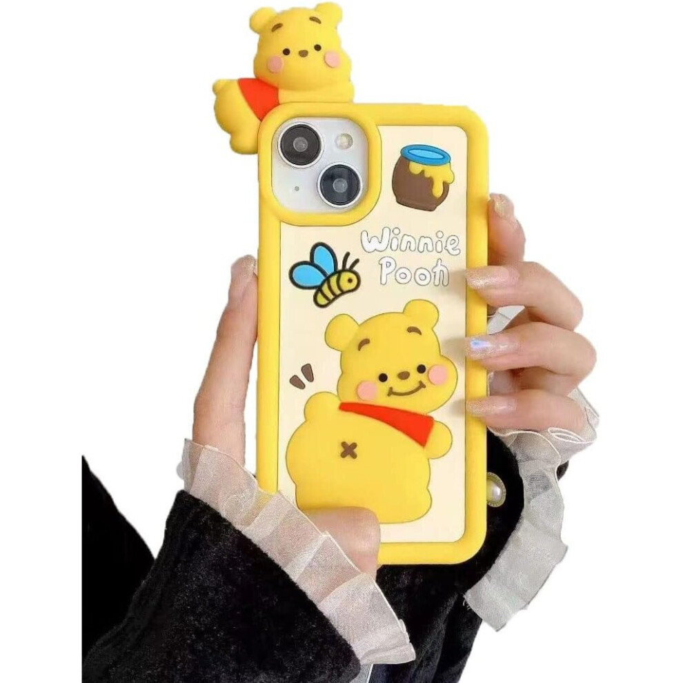 Photos - Case TIANFU iPhone 14 Cute , Girls Boys Kids Women Cute Cartoon Winnie The Pooh Soft Silicone Rubber Shockproof Doll Cover for