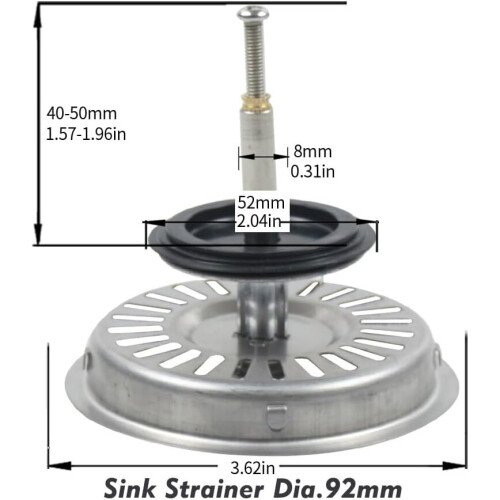 Qs229c002*2-U 92mm Old Sink Drain Plug 2 Pack, 9.2cm 2