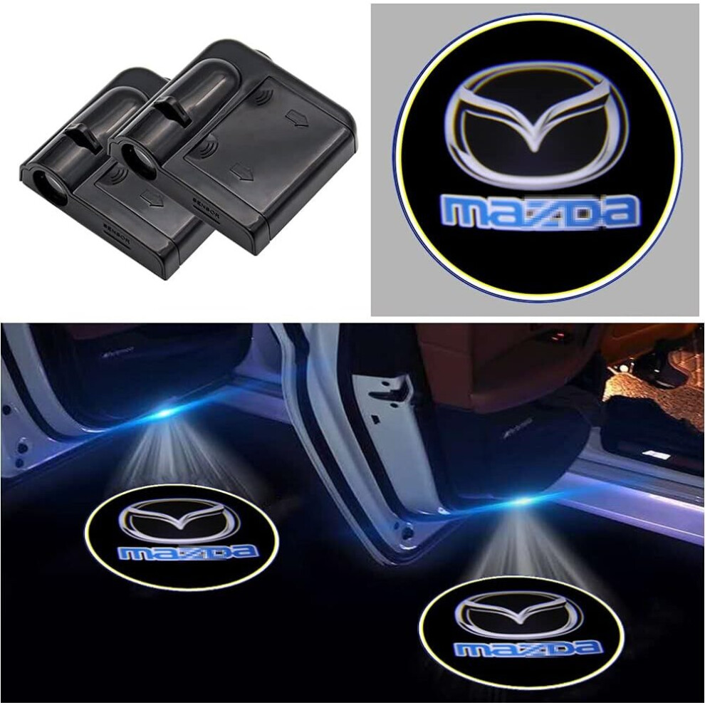 2Pcs for Mazda Wireless Car Door Logo Light LED HD Welcome Courtesy Ghost Shadow Projector Lamp Fit for Mazda Cars