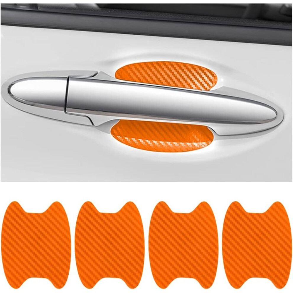 4Pcs Car Door Handle Stickers,Carbon Fiber Anti-Scratch Protector,Non-Marking Automatic Door Handle Protector, Universal Most Car Handles(Orange) Orange 7042558960279