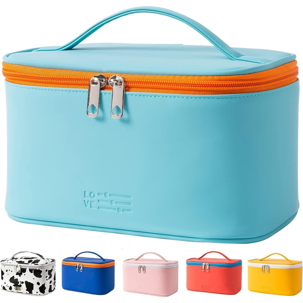 Tianfu Makeup Bag Portable Travel Cosmetic Bag For Women, Beauty Zipper Makeup Organizer Pu Leather Washable Waterproof
