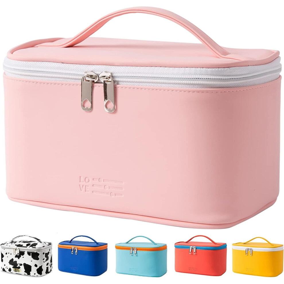 Tianfu Makeup Bag Portable Travel Cosmetic Bag For Women, Beauty Zipper Makeup Organizer Pu Leather Washable Waterproof