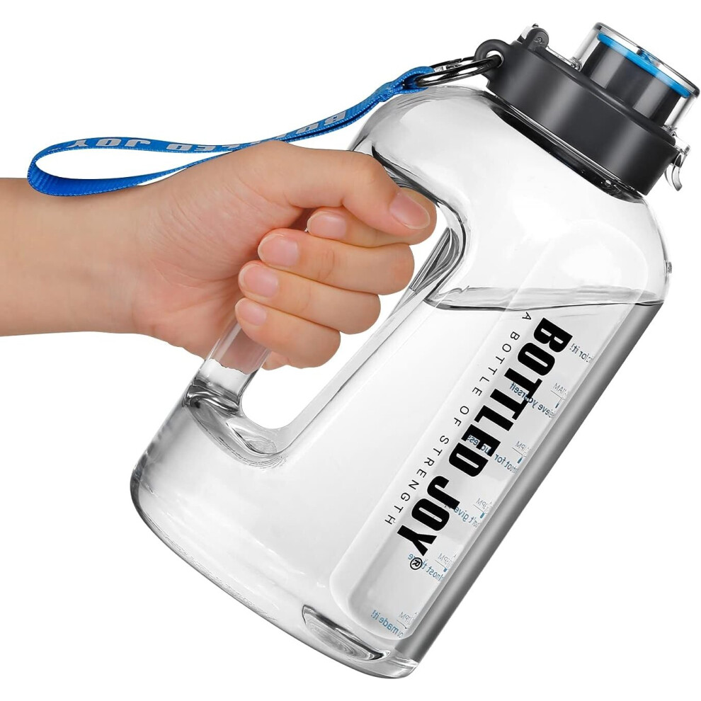 Water Bottle with Time Markings, BOTTLED JOY 1.5 Litre Sports Water Bottle with Handle Leakproof Reusable, Flip Cap with Cleaning Brush