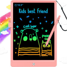 LCD writing board graffiti board, 10.5 inch color drawing board travel gift, suitable for girls and boys aged 3, 4, 5, 6, 7, and 8 (pink)