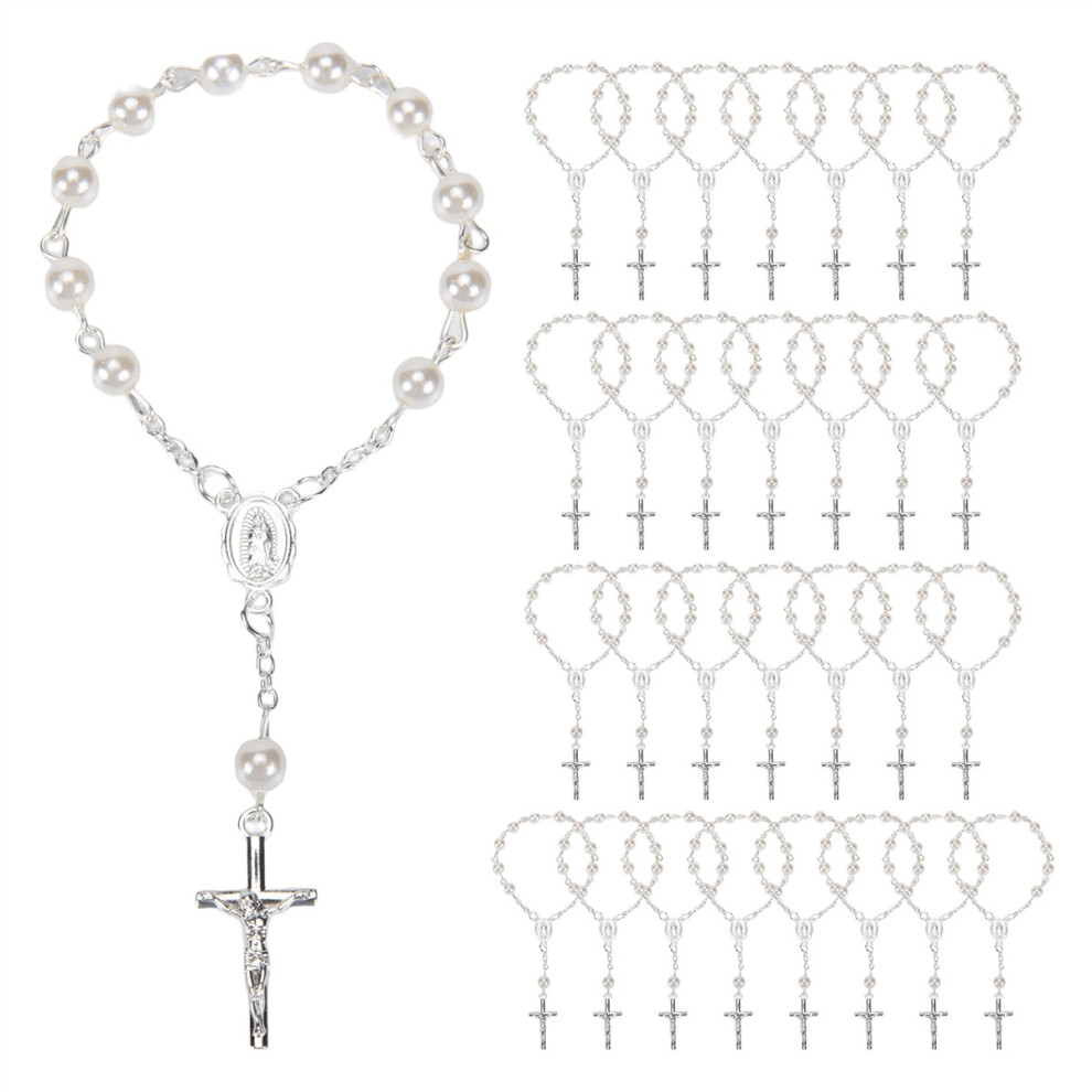 30Pcs Baptism Rosary Beads Finger Baptism Rosaries Faux For Baptism Favors Favors Communion Favors Tauoh