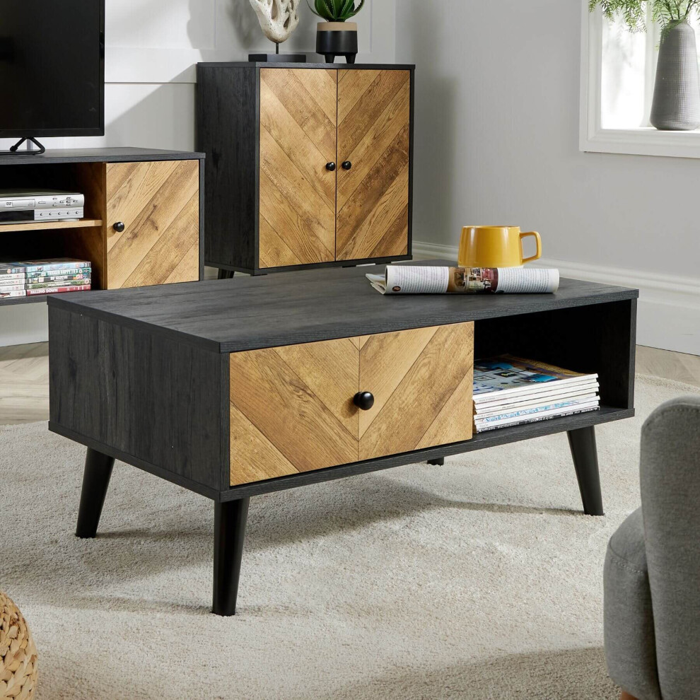 Dallas Herringbone 1 Drawer Coffee Table Unit